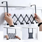Close-up of the 6 non-slip hooks on the steel door hanger, ideal for multiple items.