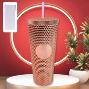 Close-up view of studded anti-slip texture on double walled cold cup tumbler