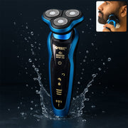4D rechargeable electric shaver with triple floating blades