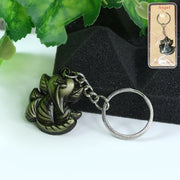 Front view of Ganesh Face Antique Black Metal Keychain showing detailed Ganesh design