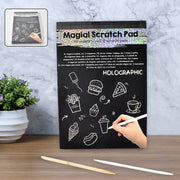 Scratch Art Book cover featuring wooden stylus and vibrant colours