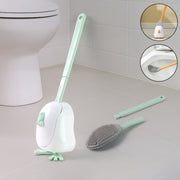 Flexible silicone toilet brush set with quick-dry duck-shaped holder
