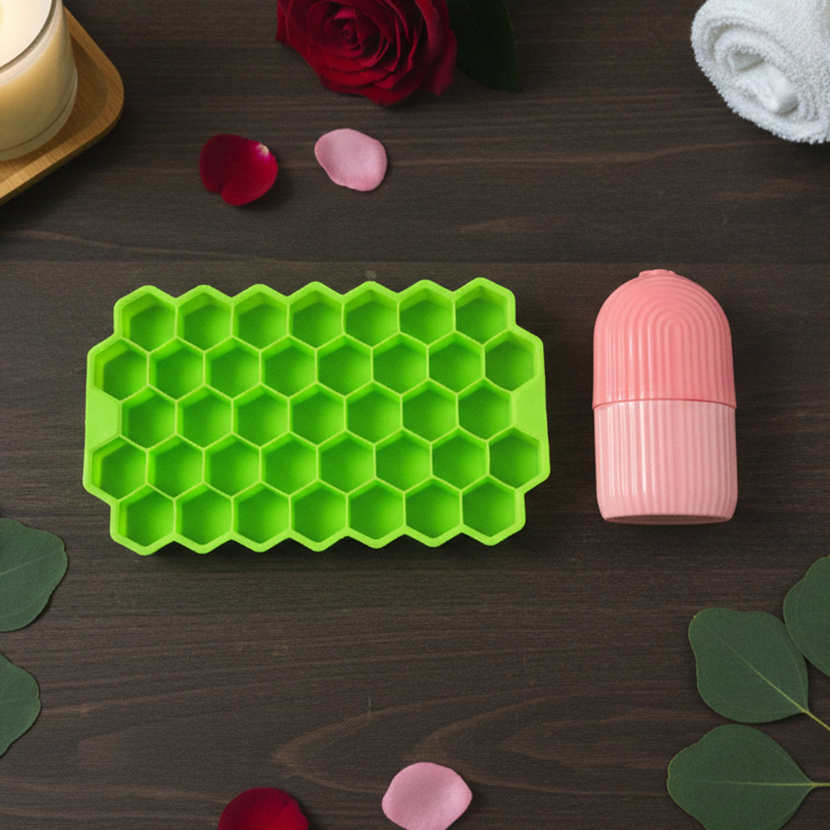 Face Icer Roller with honeycomb ice tray for skincare benefits
