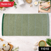 Soft cotton bath towel neatly folded for daily use and travel