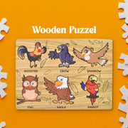 Wooden Bird Puzzle educational board with colourful bird pieces by Inventive Play.