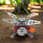 Detail shot of the Mini Camping Stove, showcasing its robust build and 2800W power specifications.