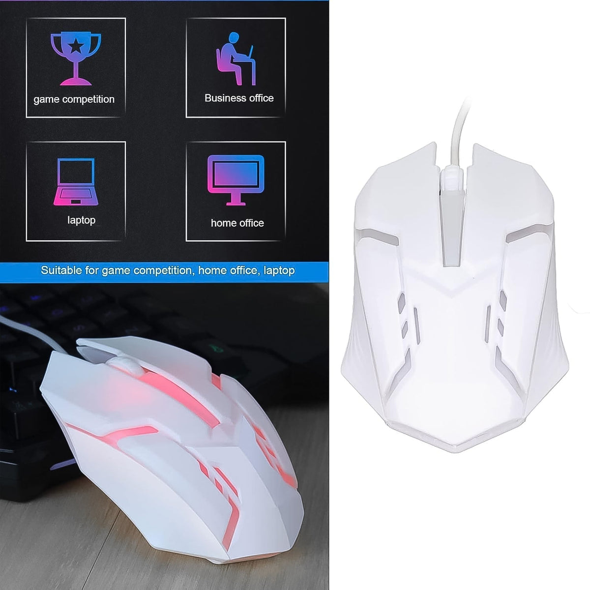 Side view of the ergonomic wired gaming mouse, highlighting its comfortable contoured shape.