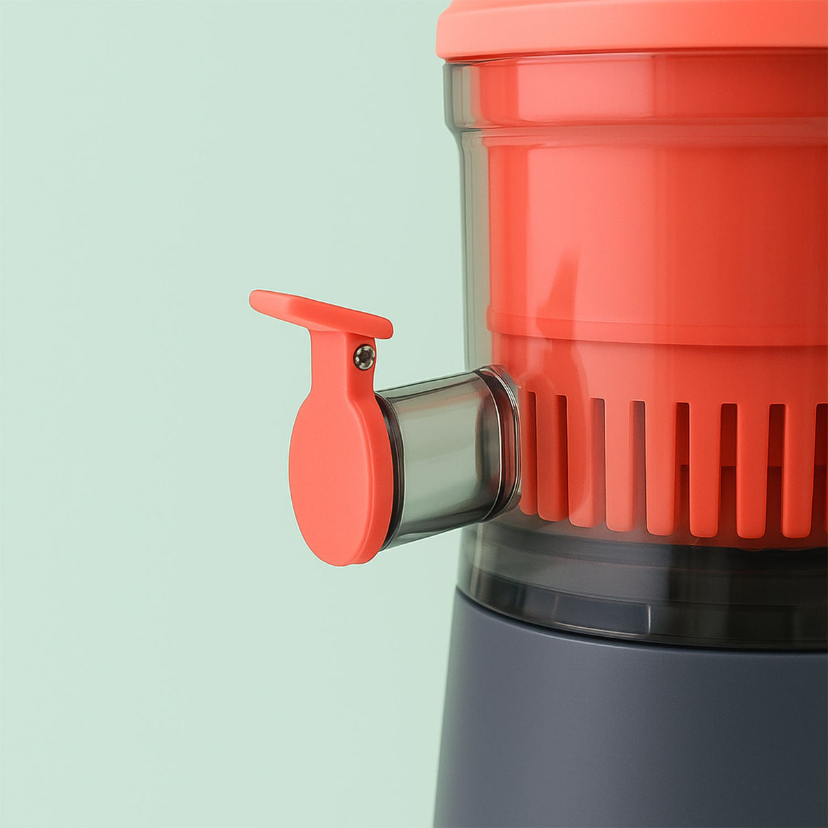 Side view of manual fruit juicer with sturdy construction