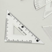 Angle measurement protractor from 4-piece transparent geometry set