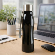 600ml stainless steel water bottle with carry strap on a clean background.