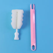 Soft silicone bristle bottle brush for safe cleaning of glass and plastic bottles.