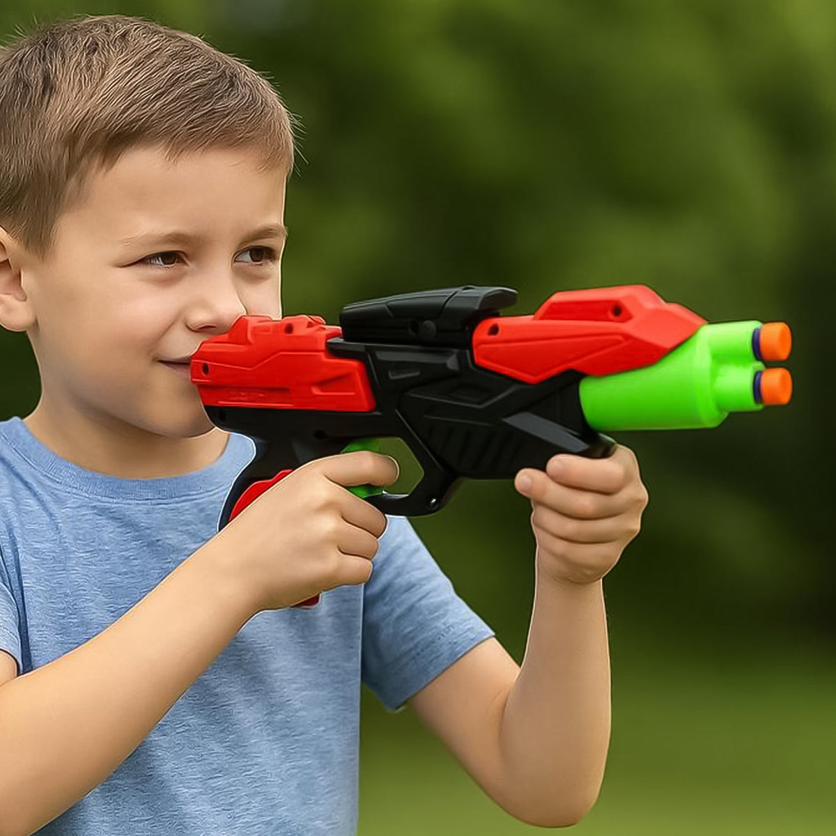 Comfort grip handle on soft bullet gun toy for kids target shooting