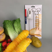 Side view of the manual potato spiral cutter on a white surface.