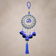 Blue bell detail on Om Evil Eye spiritual home decor wind chime