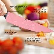 Ergonomic wheat straw handles providing a comfortable grip on the kitchen knives.