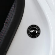 Close-up of the flexible car door protector sticker on a vehicle.
