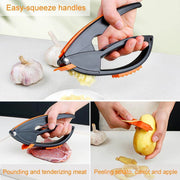 Top-down view of the ToolMate Pro garlic press, highlighting its robust construction.