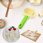 Quickslice dough cutter roller for efficiently shaping dough for puris and rotis.