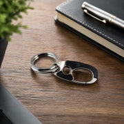 Premium stainless steel carabiner keychain front view
