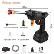 Close-up of the versatile spray gun with adjustable nozzle for car cleaning.
