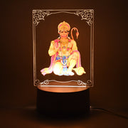 3D Lord Hanuman Frame glowing softly as a devotional LED lamp