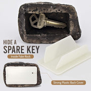 Close-up of the weatherproof fake rock key hider for outdoor key storage.