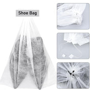 Breathable non-woven shoe storage bag with drawstring closure