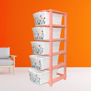 Plastic storage drawer with 5 large layers for home organization