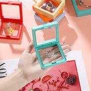 Transparent floating jewellery display box for rings and pendants