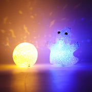The complete set of six multi-shape animal LED night lamps glowing softly.