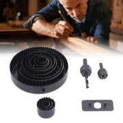 The BoltForce Hole Saw Kit laid out, showcasing the different sized hole saws and accessories.