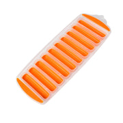 Detailed view of the easy push silicone bottom of the ice stick tray.