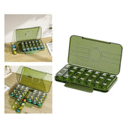 Separated daily pill trays from the 21-grid pill container, ready for individual use.