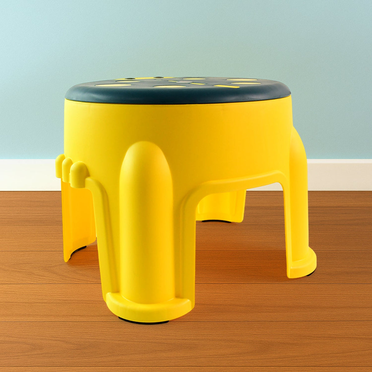 Kids plastic step stool with two-tone colorful design and stable base