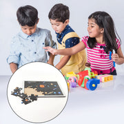Educational wooden puzzle pieces of the solar system for children