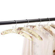 Rotatable chrome hook on floral padded clothes hanger for easy hanging