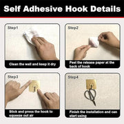 Adhesive heavy-duty hook holding kitchen towels and accessories