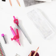 Close-up of the mechanical pencil part in the student geometry compass set