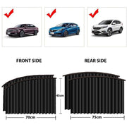 Diagram illustrating the simple magnetic installation process of the car window sunshade.