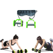 User demonstrating the Ab Resistance Exerciser for full body workout benefits.