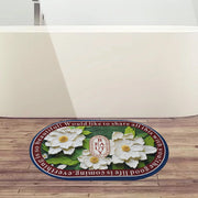 Super absorbent floor mat showcasing its unique 3D visual floral pattern.