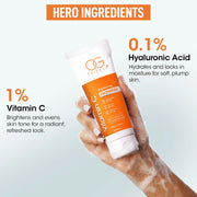 Application of OG Beauty Vitamin C facewash on skin showing smooth cleansing