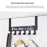 Slim side profile of the over door hook rack, highlighting its space-saving design.