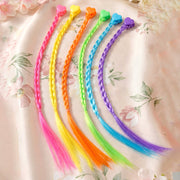 Claw clip accessory with multicolour braided hair extension streaks for girls