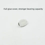 A single capsule-shaped stainless steel hook demonstrating its strong adhesive backing.