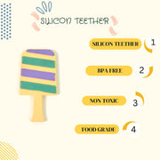 TaffyTether silicone baby teether with flexible, chewable silicone