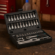 RaceVault 46-piece 1/4" Socket Set in black, neatly arranged in its blow case.