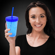 Detailed view of the stylish printed design on the reusable tumbler.