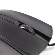 Side profile of the Compshop X2 Wired Optical Mouse, emphasizing its contoured shape.