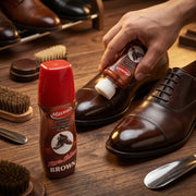 Brown liquid shoe polish for footwear shine